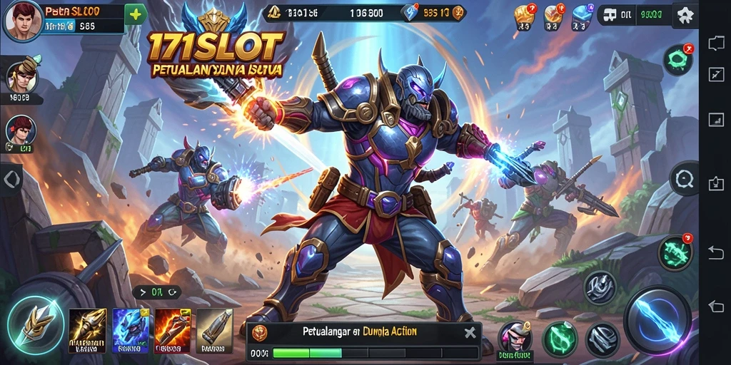 Screenshot gameplay 171SLOT menampilkan aksi mendebarkan di lapangan tempur.