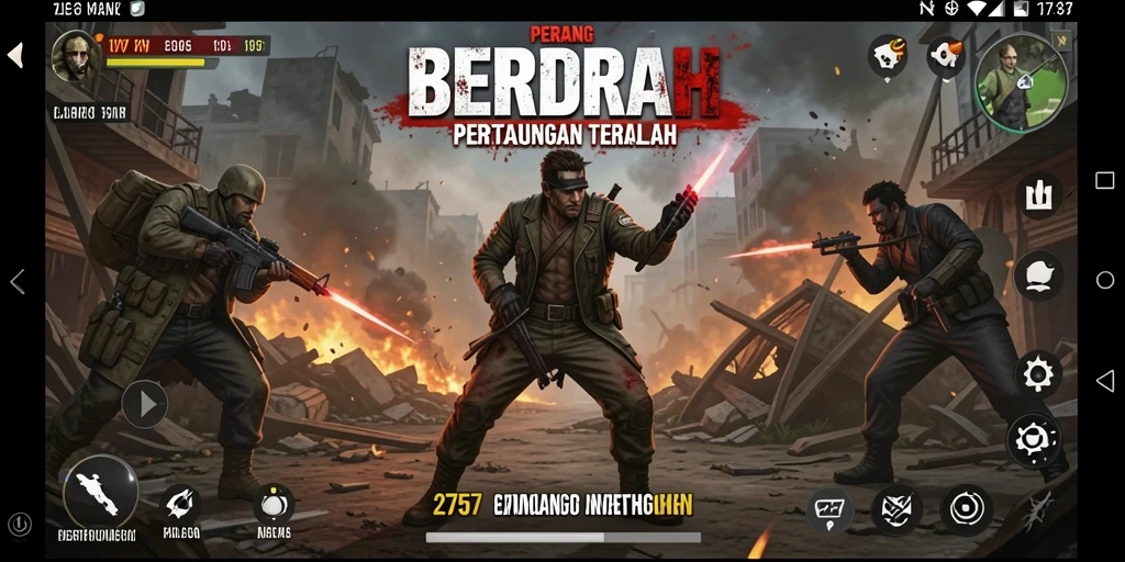 Screenshot gameplay 2757 yang menampilkan aksi Battle Royale yang intens.