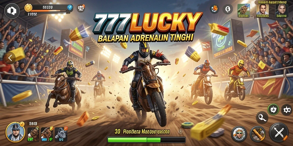 Tampilan menegangkan dari gameplay balap di 777LUCKY.