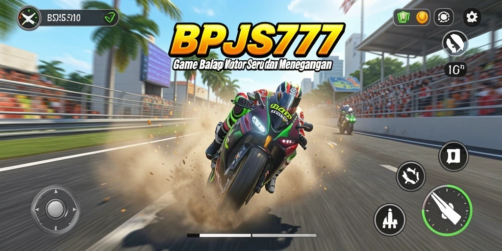 Tampilan gameplay menegangkan dari BPJS777 saat balapan motor.
